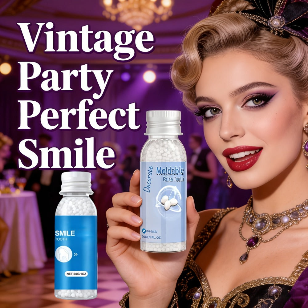 Moldable Fake Teeth Kit Cosmetic Dental Veneers Missing Tooth Filling Repair Temporary Dentures Natural-Looking Smile Makeover for Adults Seniors Halloween Christmas Party Unisex