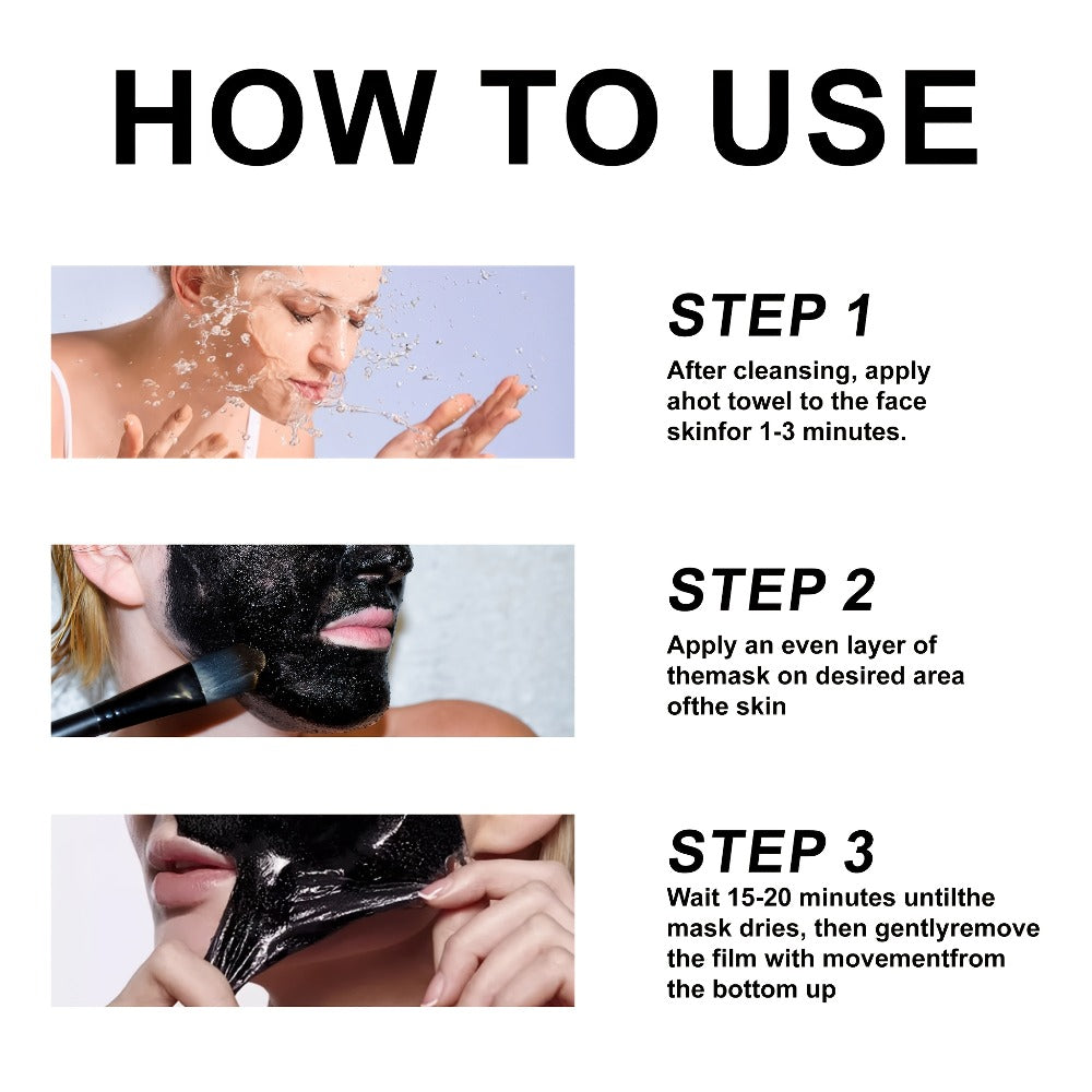 Bamboo Charcoal Pore Cleansing Kit 4pcs Deep Pore Cleanser Mask Oil Control Face Wash Cleansing Essence Extraction Brush - Daily Skincare Set All Skin Types