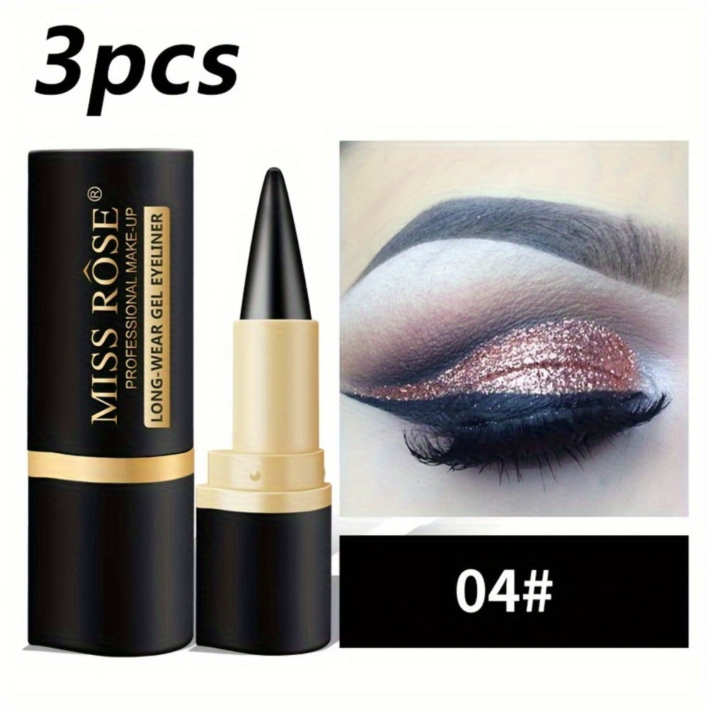 Eyeliner Pencil Set 3pcs Waterproof Black - Long-Lasting Smudge-Proof Matte Eye Liner Precise Single Tip Gentle Formula Sensitive Eyes All Day Wear Women