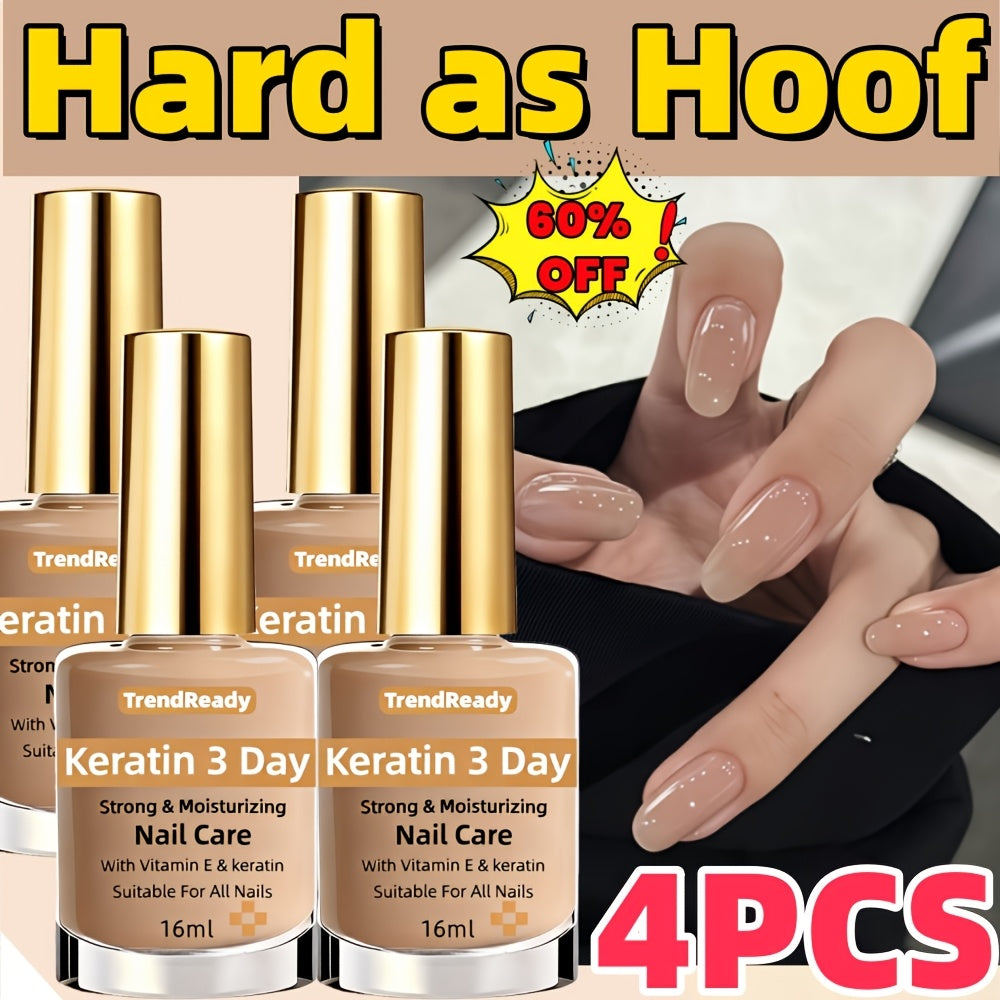 Nail Strengthener for Weak Splitting & Breaking Nails | 4-in-1 Keratin Protein Hardener Fast Dry Nail Care Oil | Alcohol-Free Formula for Instant & 3-Day Repair | Manicure Treatment 2pcs & 4pcs
