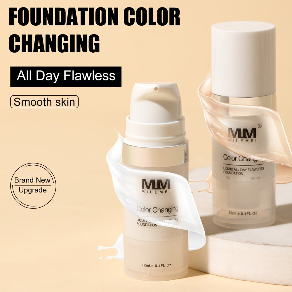 Color-Changing Liquid Foundation 3PCS BB Cream with Glycerin Moisturizing Lightweight Non-Cakey Natural Flawless Coverage Unisex All Skin Tones Makeup