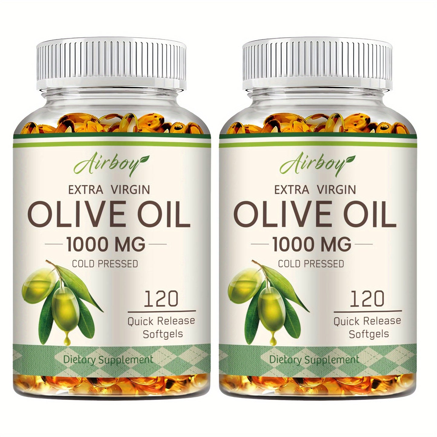 Extra Virgin Olive Oil Capsules 120 Softgels with Omega-9 Omega-6 & Palmitic Acid — Heart Health Cardiovascular Wellness & Antioxidant Support Supplement for Women and Men | 1 or 2 Bottle Options