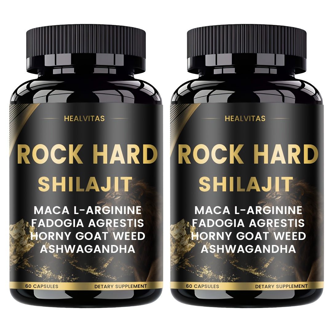 Vitality Herbal Supplement Capsules — Shilajit, Ashwagandha, Taurine, Ginseng & Turmeric | Natural Formula for Energy, Mood, Nerve & Antioxidant Support | For Men & Women | 60 Capsules
