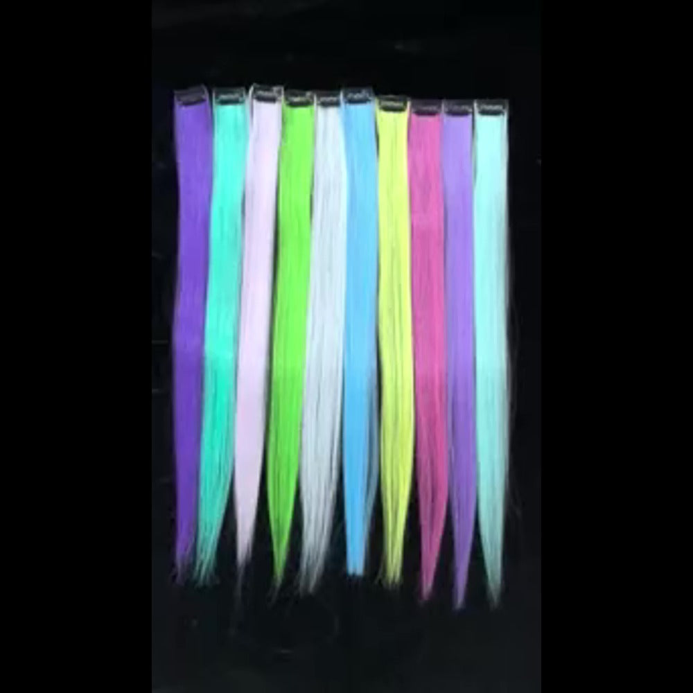 Light Up Hair Clips Rainbow Glow Synthetic Fiber Colorful Wig Clip Extensions for Women Kids Girls Party Festival Halloween 10pcs 16 Inch
