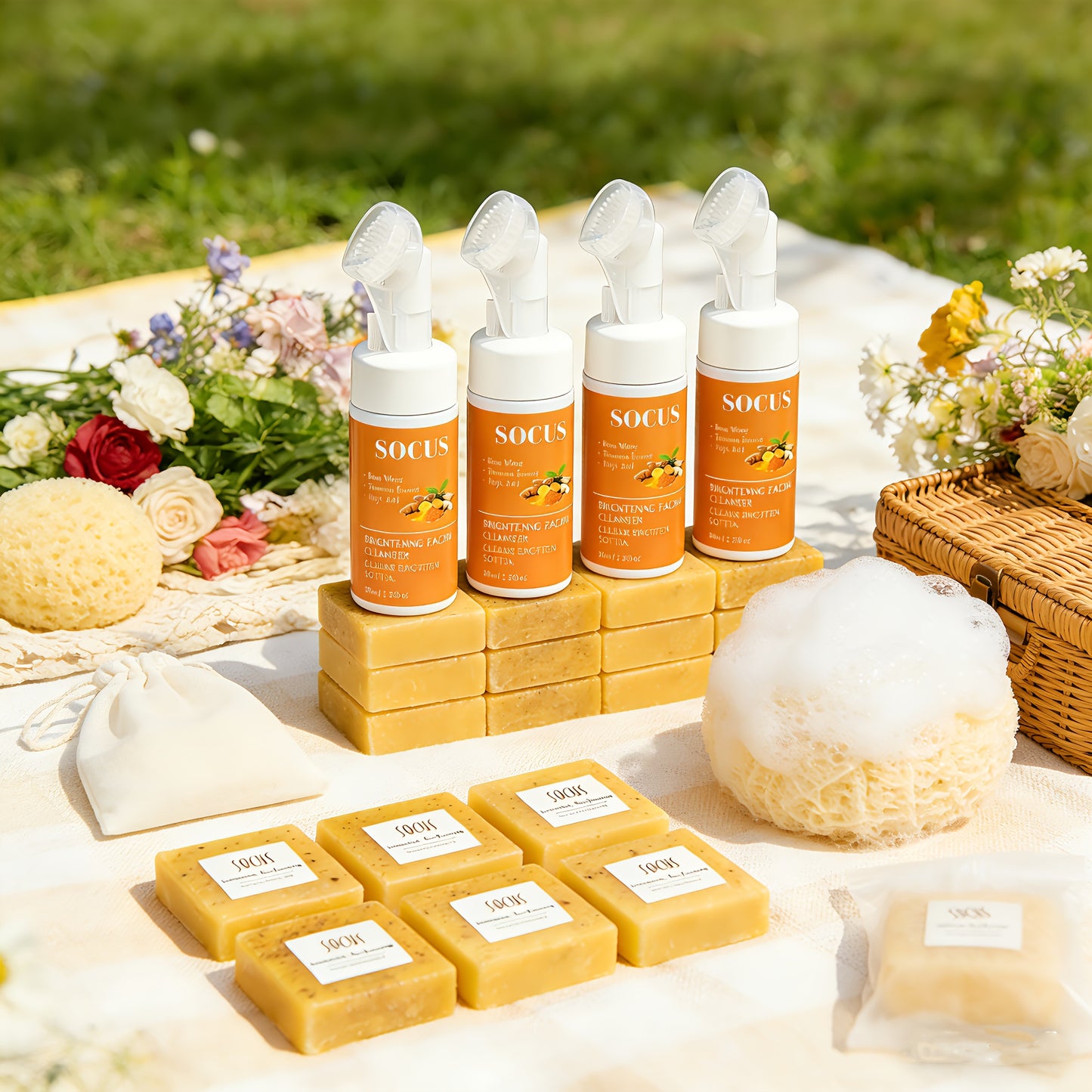 Turmeric Kojic Acid Soap Handmade Cold Process Lemon Brightening Bar for Face Body Deep Cleanse Hydrate All Skin Types Gift Set 6 12pcs