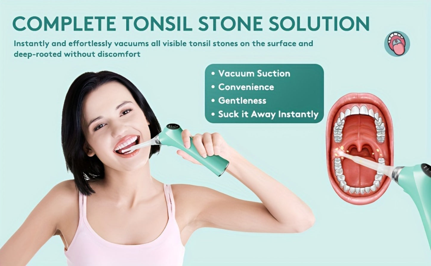 Tonsil Stone Remover Electric Vacuum Tonsil Stone Removal Kit with LED Light 3 Suction Modes 5X Magnifying Mirror Oral Irrigator Tool for Safe Gentle Tonsillolith Removal Adults