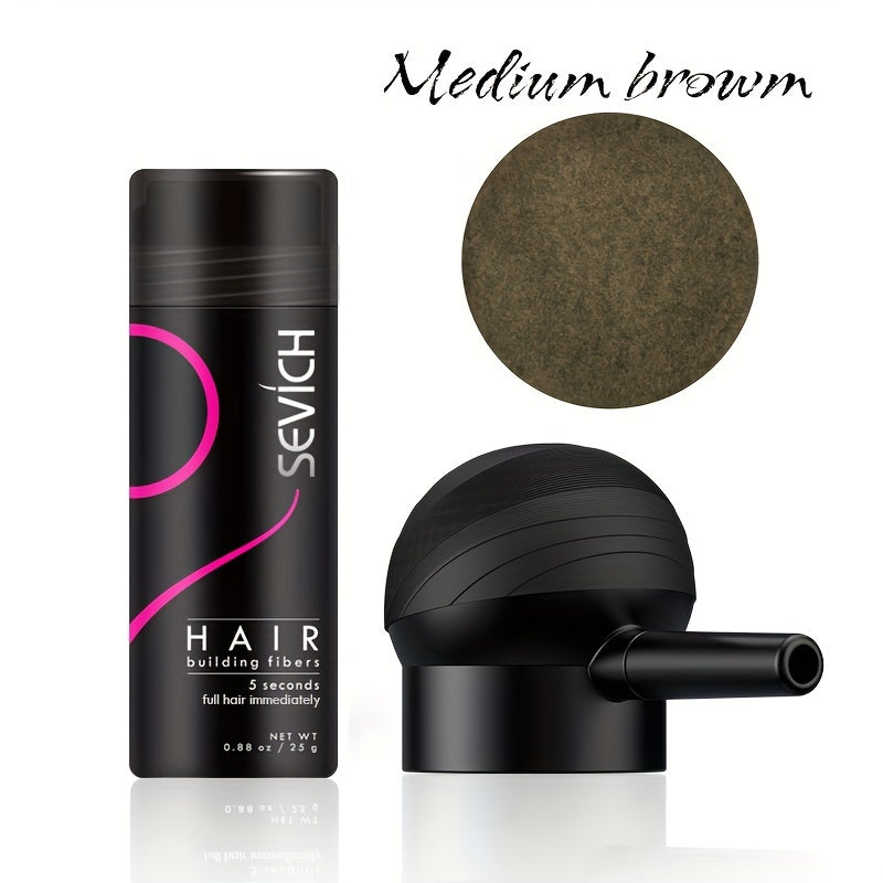 Hair Building Fibers with Spray Head 2-Pack Sevich - Instant Natural Thickening for Thinning Hair Fuller Look Conceals Hair Loss Black Dark Brown Medium Brown
