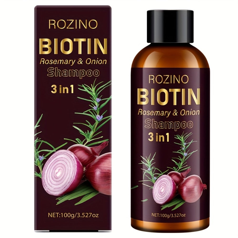 Rosemary Biotin Onion 3-in-1 Shampoo Bar for Damaged Hair - Scalp Nourishing Strengthening Hair Growth Shampoo Cleanses Scalp Debris Moisturizes Roots Revitalizes Hair 100g
