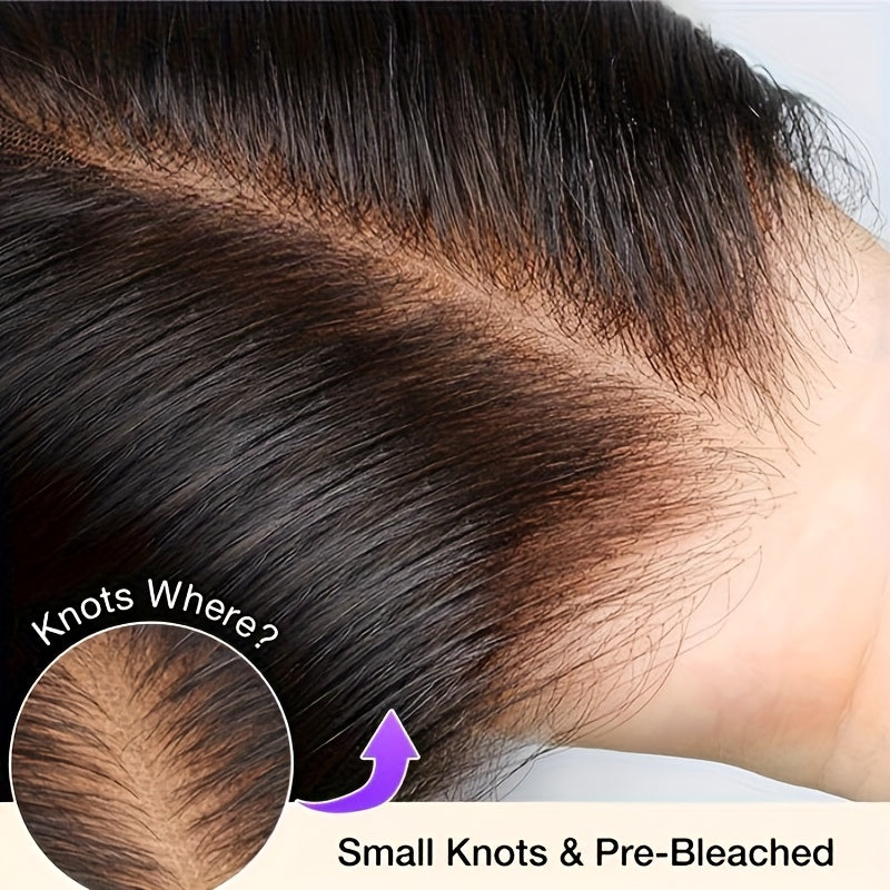 Straight Human Hair Wig 5x5 HD Lace Closure Glueless Wig Pre Bleached Knots Pre Plucked Baby Hair Wear and Go Natural Black 16-34 Inch Elegant Natural Look