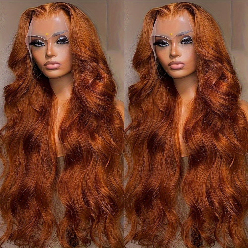 Lace Front Wig Ginger Orange 13x4 Body Wave Synthetic Wig Preplucked Baby Hair Glueless Loose Wavy Natural Hairline Women Daily Wear Party 24 32 Inch