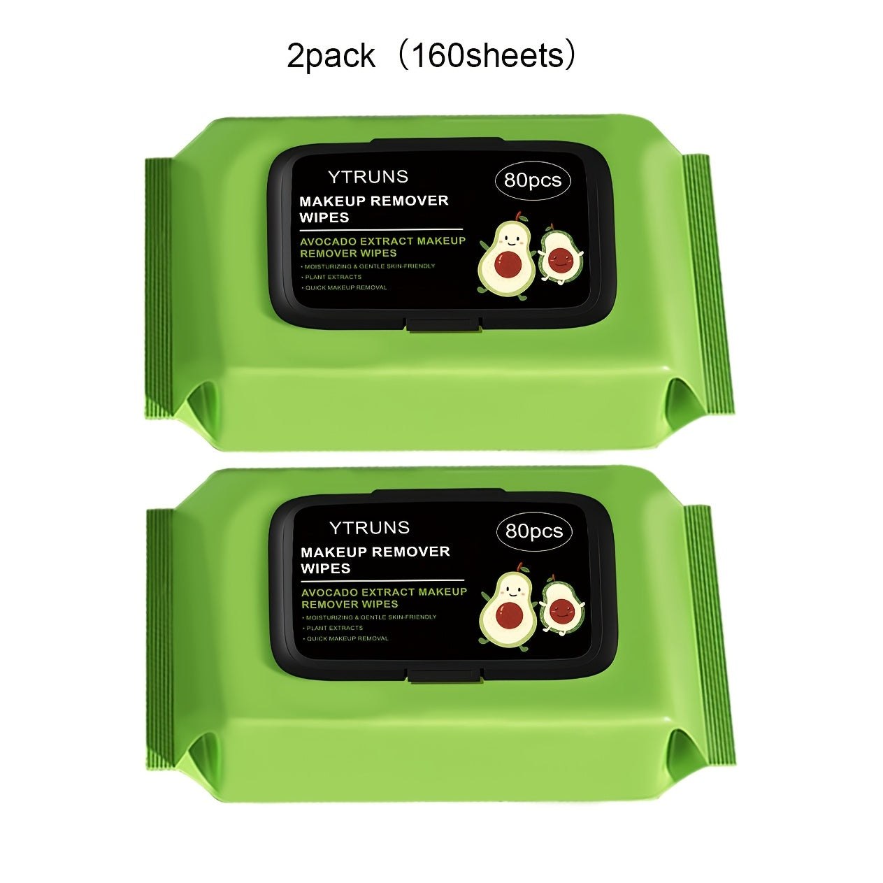 Makeup Remover Wipes Avocado & Squalane - Deep Cleansing Hypoallergenic Moisturizing Disposable Face Wipes for All Skin Types, Travel-Friendly 80 Sheets Per Pack
