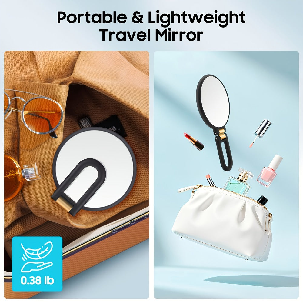 80X Handheld Magnifying Mirror with 1X 80X Magnification, 360° Adjustable Handle Portable Travel Mirror for Makeup Skincare Beard Trimming, Compact Beauty Mirror Gift for Women