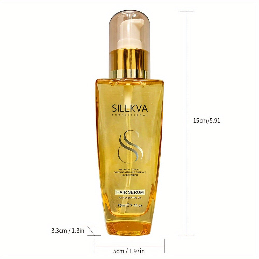 Frizz Control Argan Oil Hair Serum SILLKVA - Flyaway Tamer & Smoothing Treatment for Dry Damaged Hair, Moisturizing Lightweight Liquid Leave-In Serum for Women & Men All Hair Types