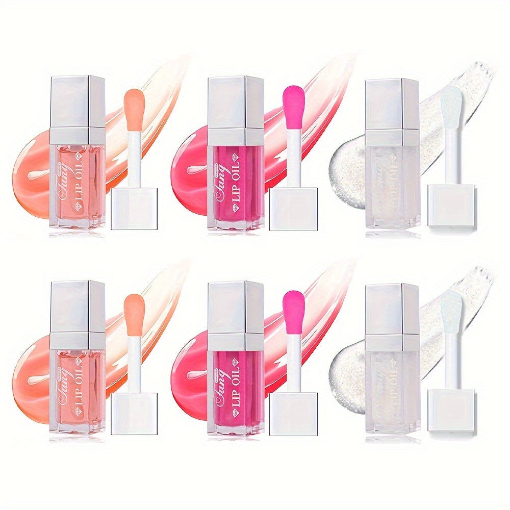 Lip Gloss Oil Set 3pcs/6pcs - Hydrating Plumping Lip Glow Oil, Shiny Transparent Lip Plumper, Long-Lasting Glossy Lip Color in Berry Coral Pink Red, Valentine's Day Gift for Her