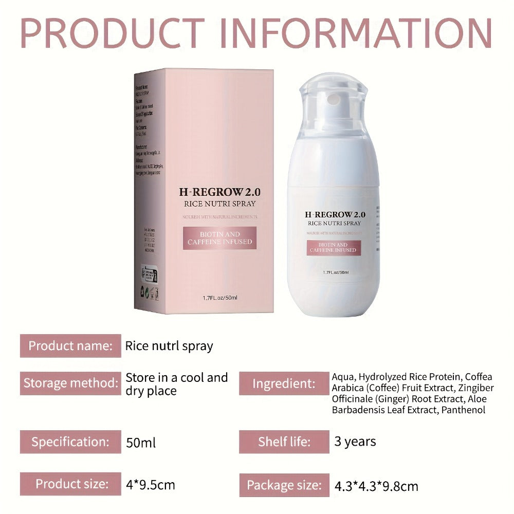 Rice Scalp Spray 4pcs — Hydrolyzed Rice Protein & Ginger Root Extract Hair Spray for Moisturizing, Softening & Long-Lasting Lightweight Hair Care | 1.69oz Each