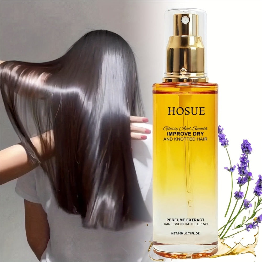Hair Essential Oil Spray Smoothing & Anti-Frizz – Lightweight Conditioning Treatment for Dry, Damaged & Frizzy Hair | Repairs Split Ends, Adds Shine | 2.7oz