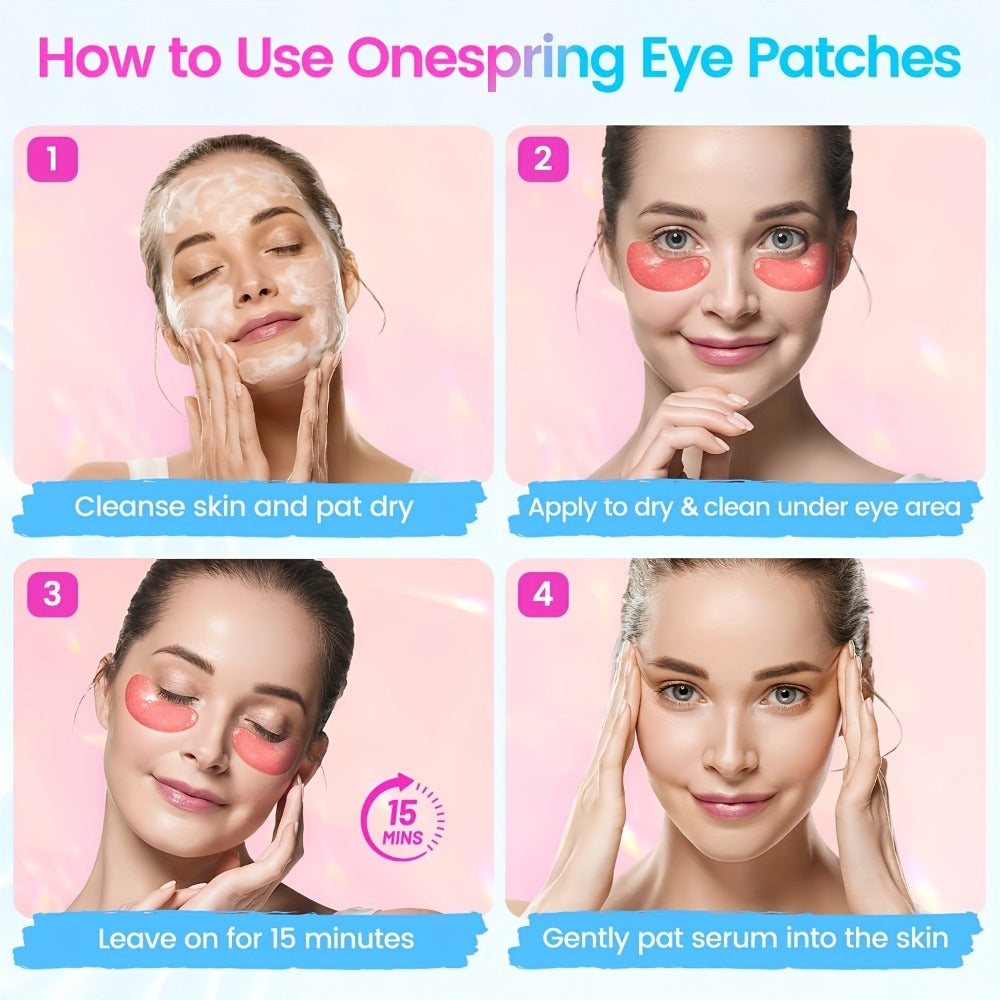Under Eye Mask Patches 40 Pairs Collagen Caffeine Aloe Vera 4 Types Eye SPA Multi-Color Moisturizing Daily Eye Care Gift Set for Women All Skin Types