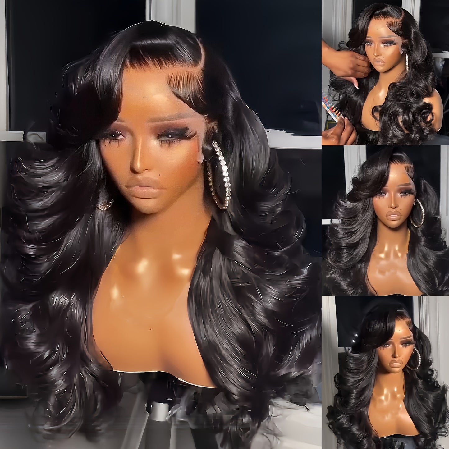 Body Wave Lace Front Wig for Women — 13x4 HD Transparent Lace, 250% Density Glueless Synthetic Hair, 28 & 32 Inch, Natural Black & Crimson, Heat Resistant, Daily & Special Events