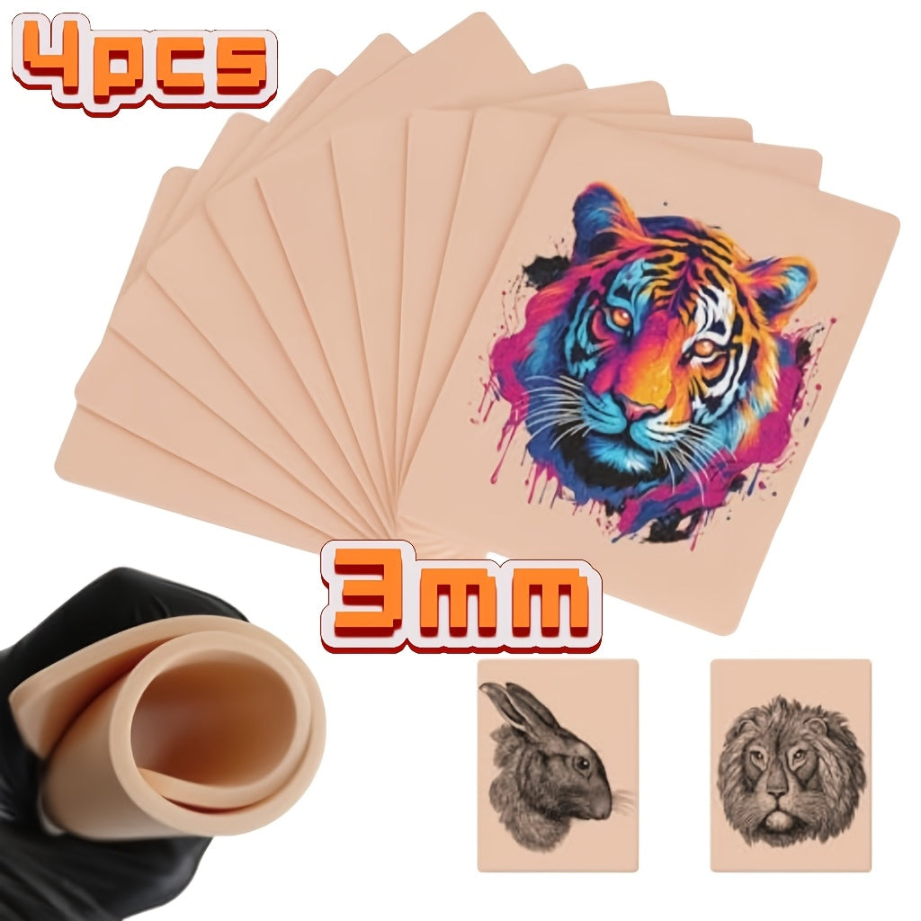 Tattoo Practice Skin 3mm Thick Fake Skin Double-Sided Blank - Silicone Tattoo Training Skin for Beginners & Artists Line Work Shading Eyebrow Eyeliner Practice