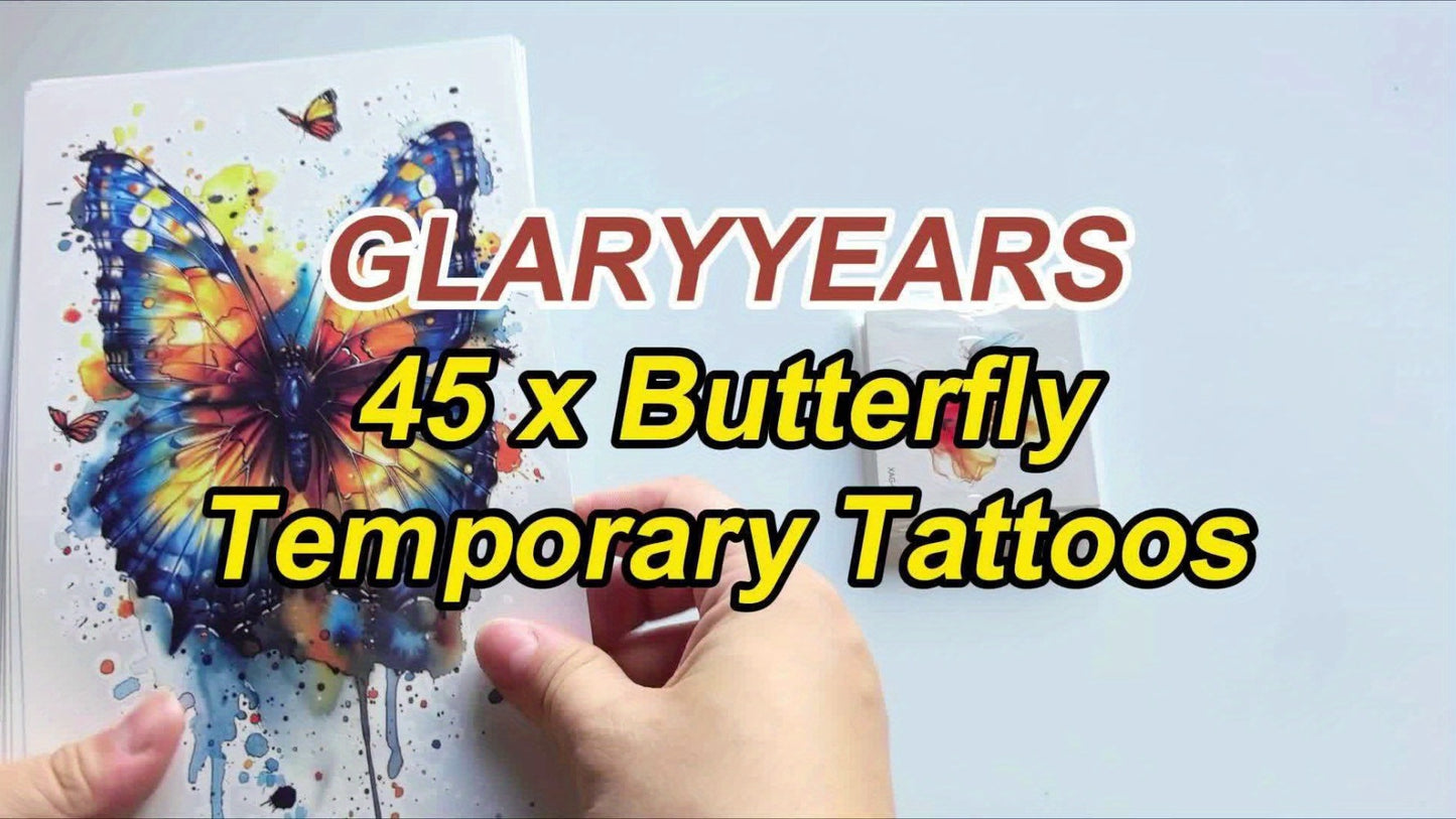 Flower Temporary Tattoos for Women 45 Sheets, 12 Large & 33 Small Realistic Watercolor Floral Fake Tattoo Stickers, Long Lasting Half Arm Body Tattoos Party Supplies Favors