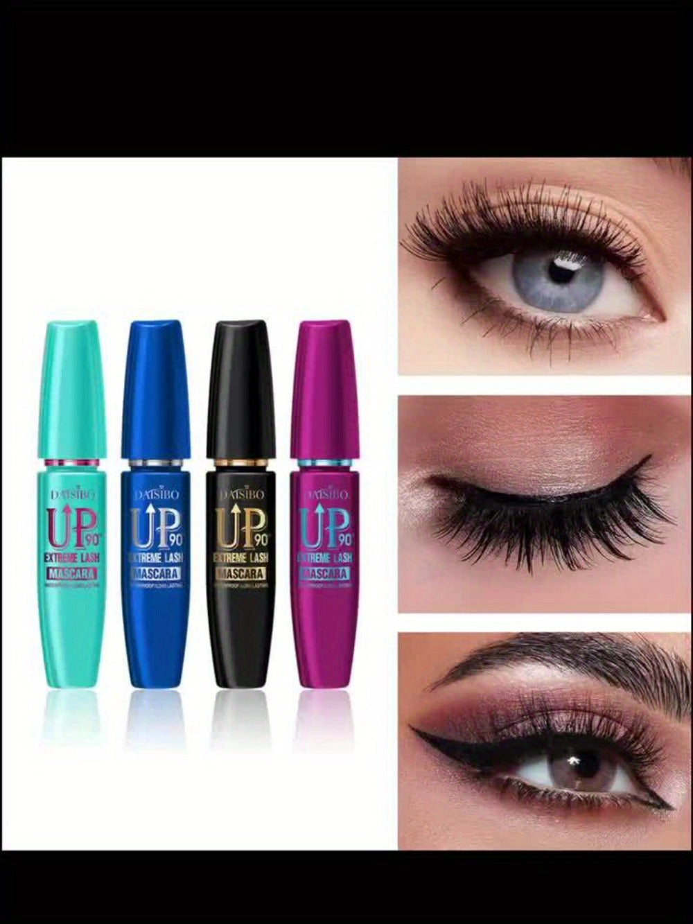 Mascara Set 4-Pack 4D Waterproof Volumizing Lengthening Curling Long Lasting Black Lash Mascara for Fuller Thicker Lashes All Skin Types