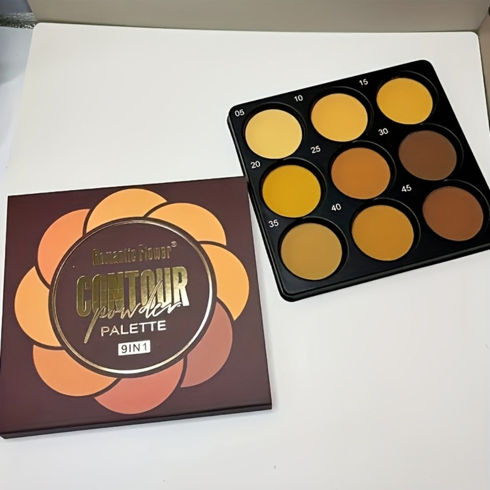 Contour and Concealer Palette 9 Colors Matte Waterproof Oil Control 3D Natural Makeup Effect Eyeshadow Foundation for All Skin Types