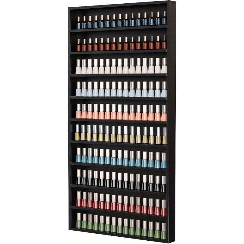 Nail Polish Rack Wall Mount Organizer 6-Tier 10-Tier Acrylic Baffle Salon Display Shelf for Home Spa Nail Studio Black White Pink