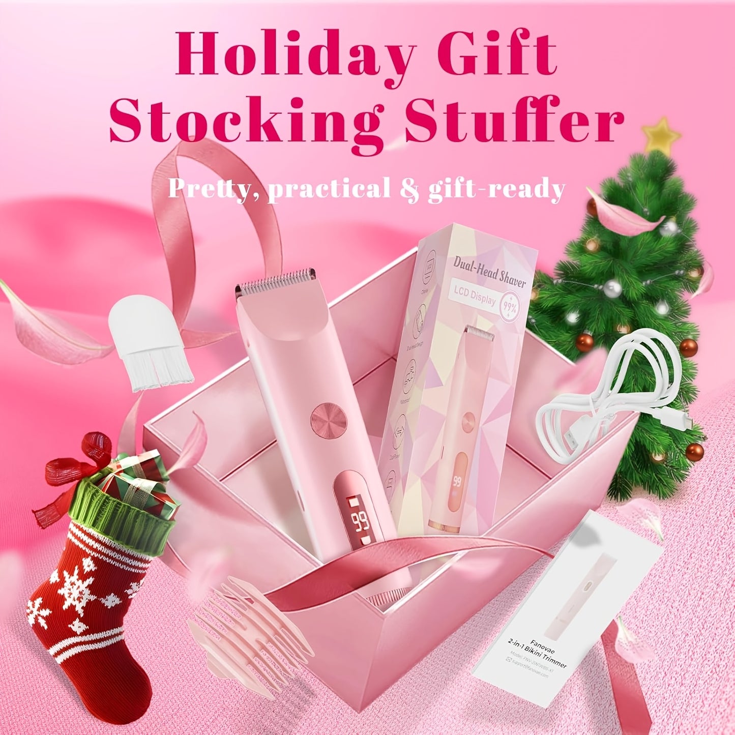 Women's Electric Shaver 4-in-1 Rechargeable Grooming Kit - Hair Remover Eyebrow Trimmer Nose Hair & Bikini Trimmer for Face Legs Underarms Painless