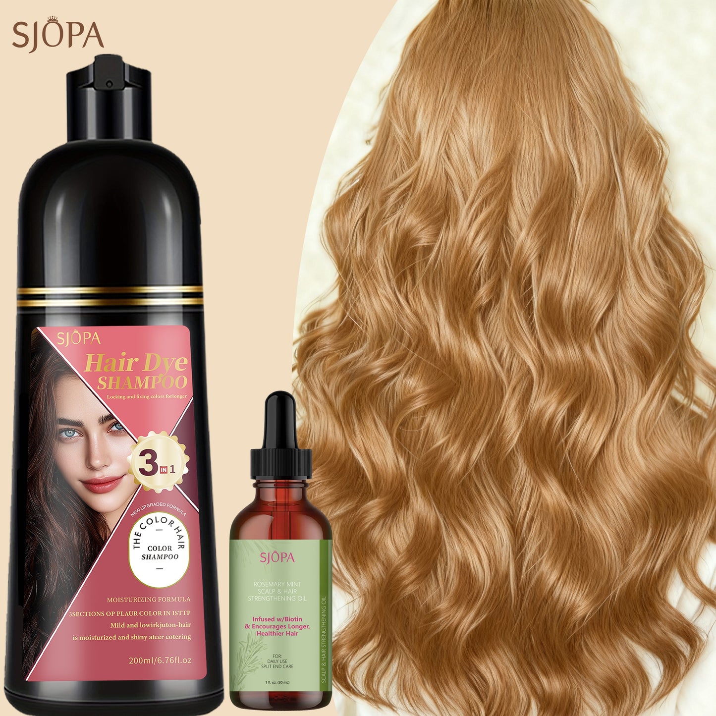 Hair Color Dyeing Shampoo 3-in-1 — Plant Squalane & Glycerin Formula | Colors, Conditions & Cleanses in One Wash | 10 Shades | Easy At-Home Hair Coloring