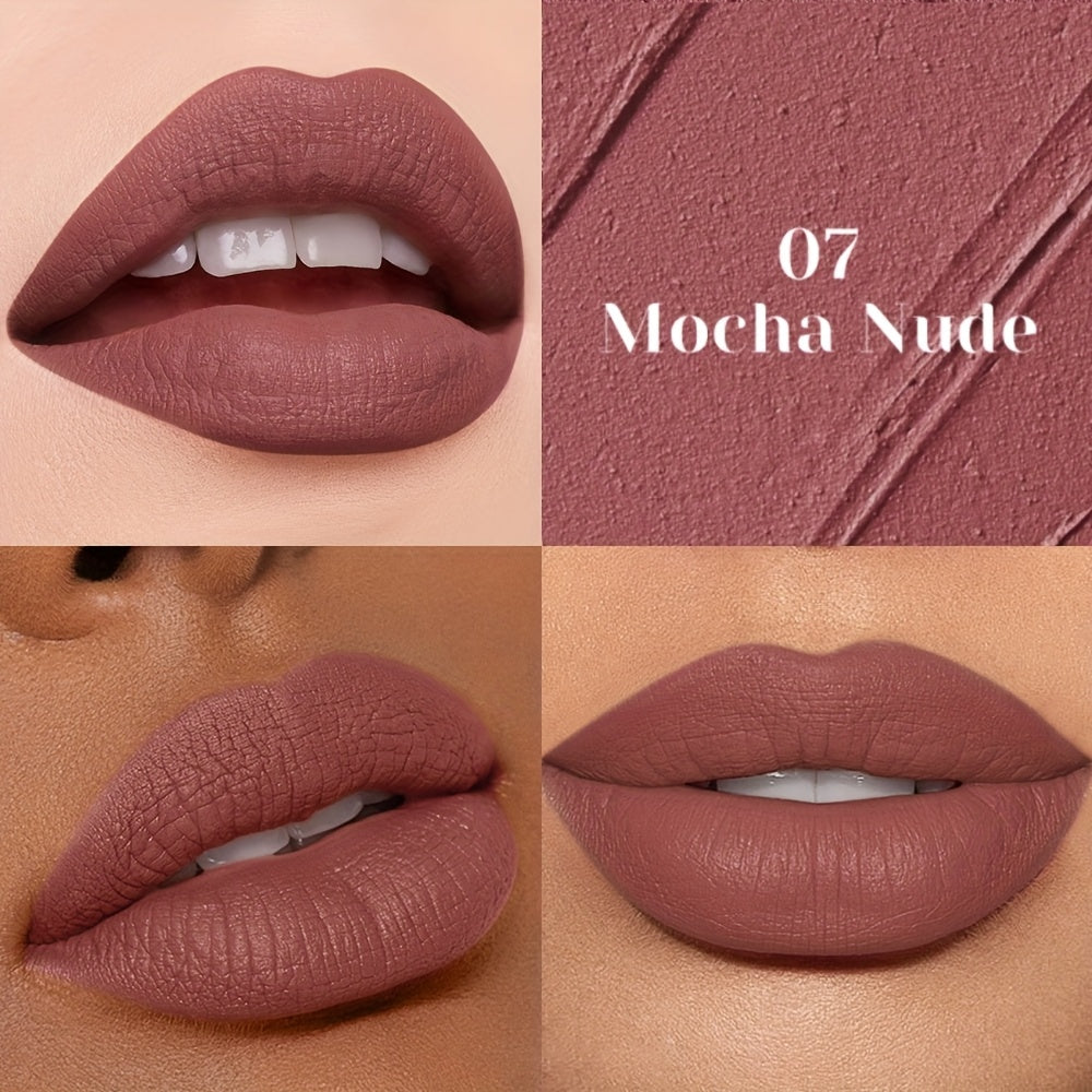 Velvet Liquid Lipstick Matte Lip Gloss — Long-Lasting Waterproof Non-Drying Formula, Highly Pigmented All-Day Wear in Nude Brown Pink Red Purple Gold