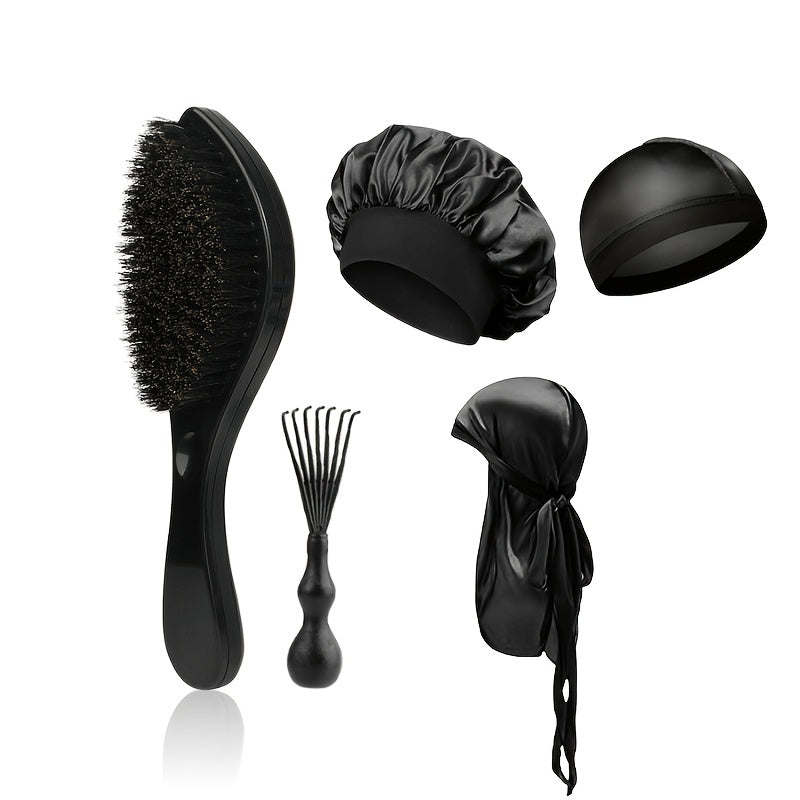 360 Wave Brush for Men — Heavy-Duty Nylon Bristles, ABS Non-Slip Handle, Professional Wave Training & Curl Defining Styling Tool for All Hair Types, 1pc or 5-Piece Set