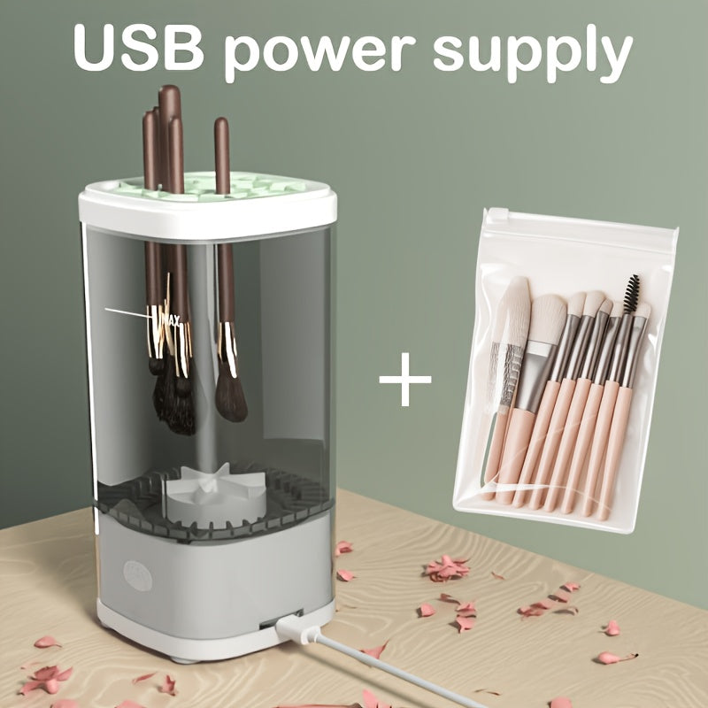 Electric Makeup Brush Cleaner 7000RPM Handheld Automatic - USB & Battery Powered Cosmetic Brush Cleaning Tool with Pad - Quiet Motor Cleans 3-4 Brushes Fast for Women Makeup Artists