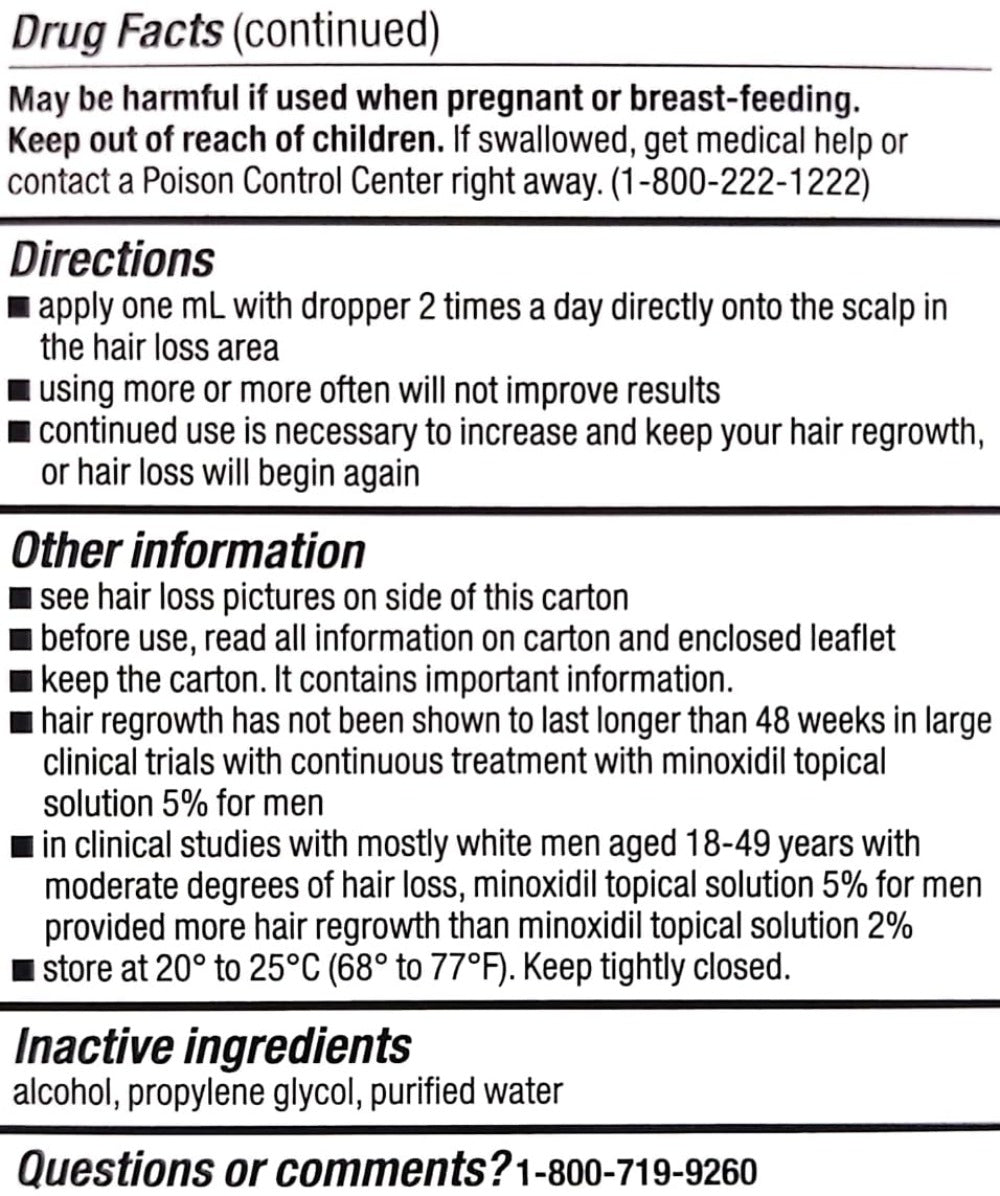 Minoxidil 5% Topical Solution for Men Hair Regrowth - Kirkland Signature Extra Strength, 6-Month Supply, 6 x 60ml Bottles with Dropper Applicator