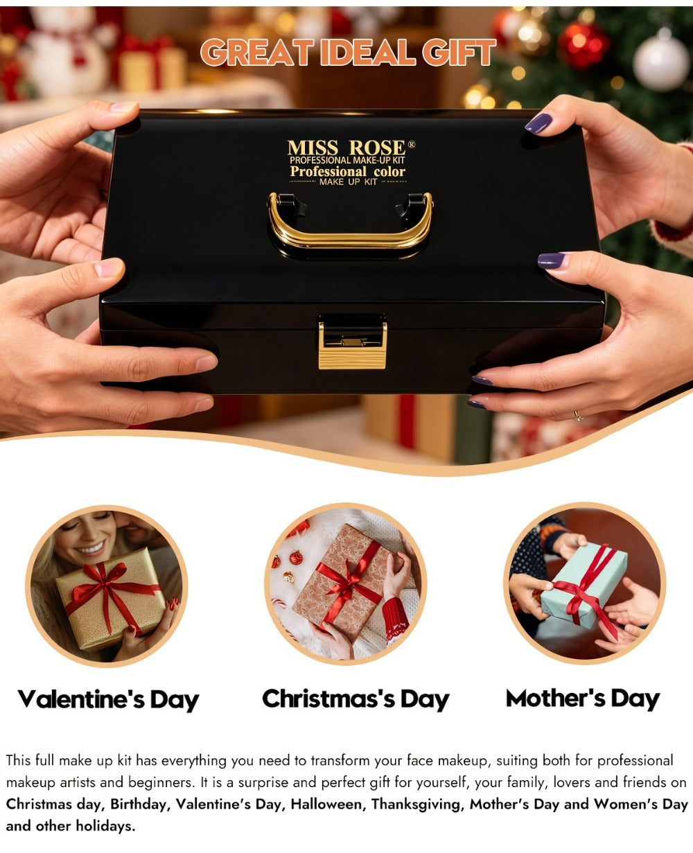 Makeup Kit for Women 58 Colors All-in-One Professional Set with Mirror - Eyeshadow Compact Powder Blusher Lipstick Eyeliner Mascara Eyebrow Pencil Glitter Gel Complete Makeup Gift Set for Girls