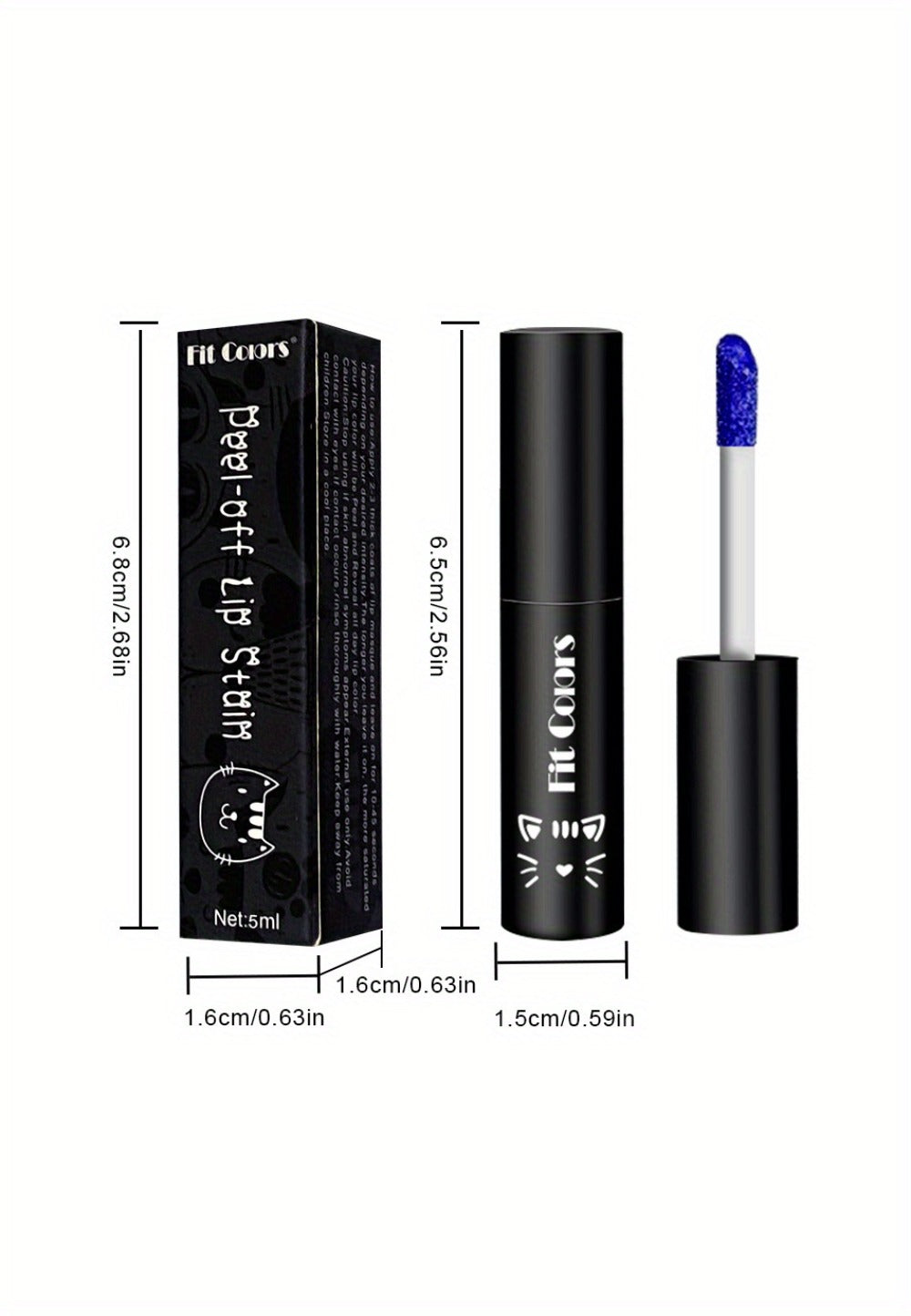 Lip Stain Set 6 Colors Matte Velvet Waterproof Smudge-Proof Long Lasting Lip Gloss Metallic Blue Cobalt Shades Vegan Hypoallergenic All Skin Tones