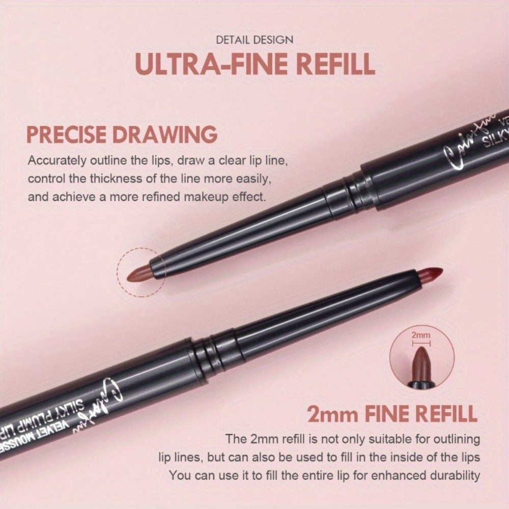 Lip Liner Pencil Set 12 Pieces Waterproof Long Lasting Multi-Functional Lip Eye Brow Liner Colorful Cosmetic Makeup Pens for All Skin Tones