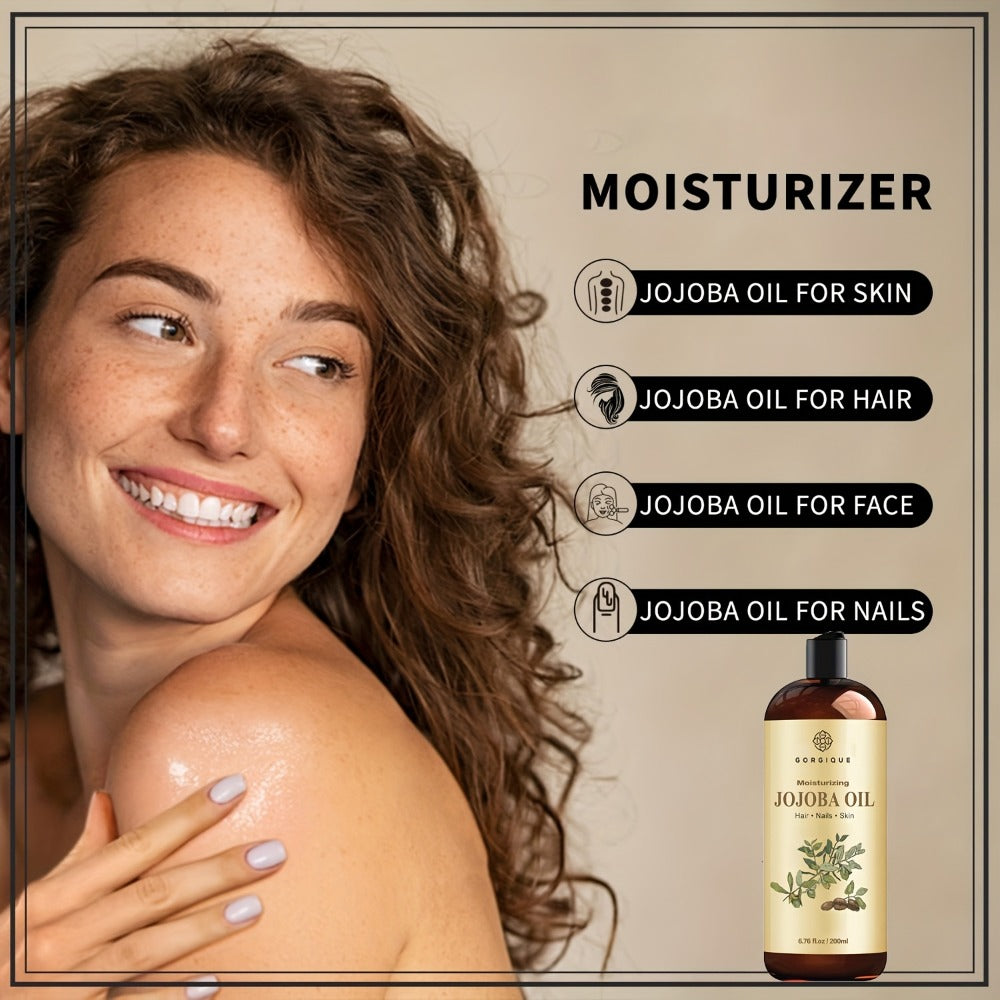 Jojoba Oil Cold Pressed 200ml (6.76oz) — Pure Natural Carrier Oil for Face, Skin & Hair Care, Moisturizing & Non-Greasy, Suitable for All Skin & Hair Types, Men & Women