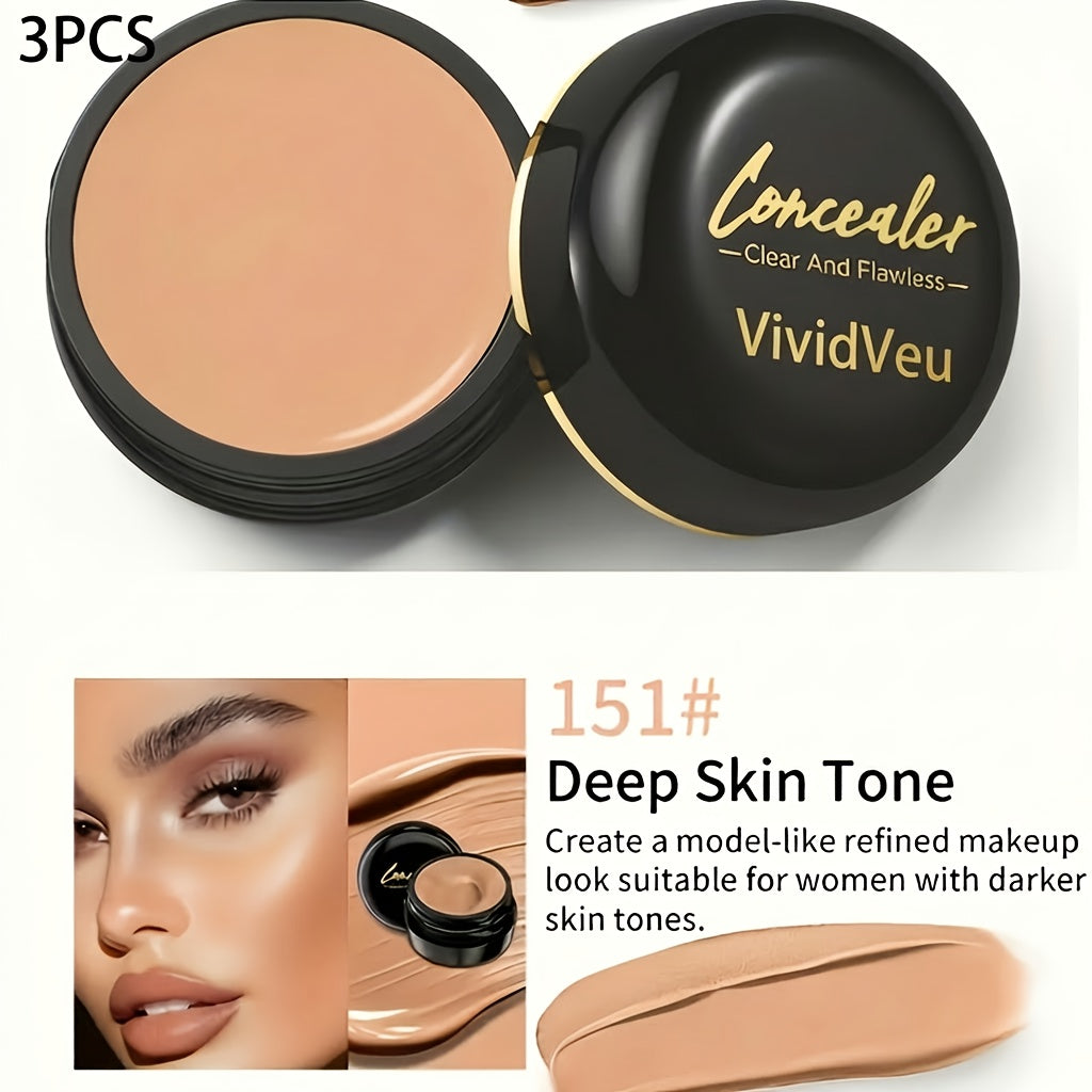 Full Coverage Concealer 3 Pack Waterproof Matte – Plant-Based Long-Lasting Formula, Covers Dark Circles, Dark Spots & Blemishes, All Skin Tones, Multi-Shade Buildable Concealer Set