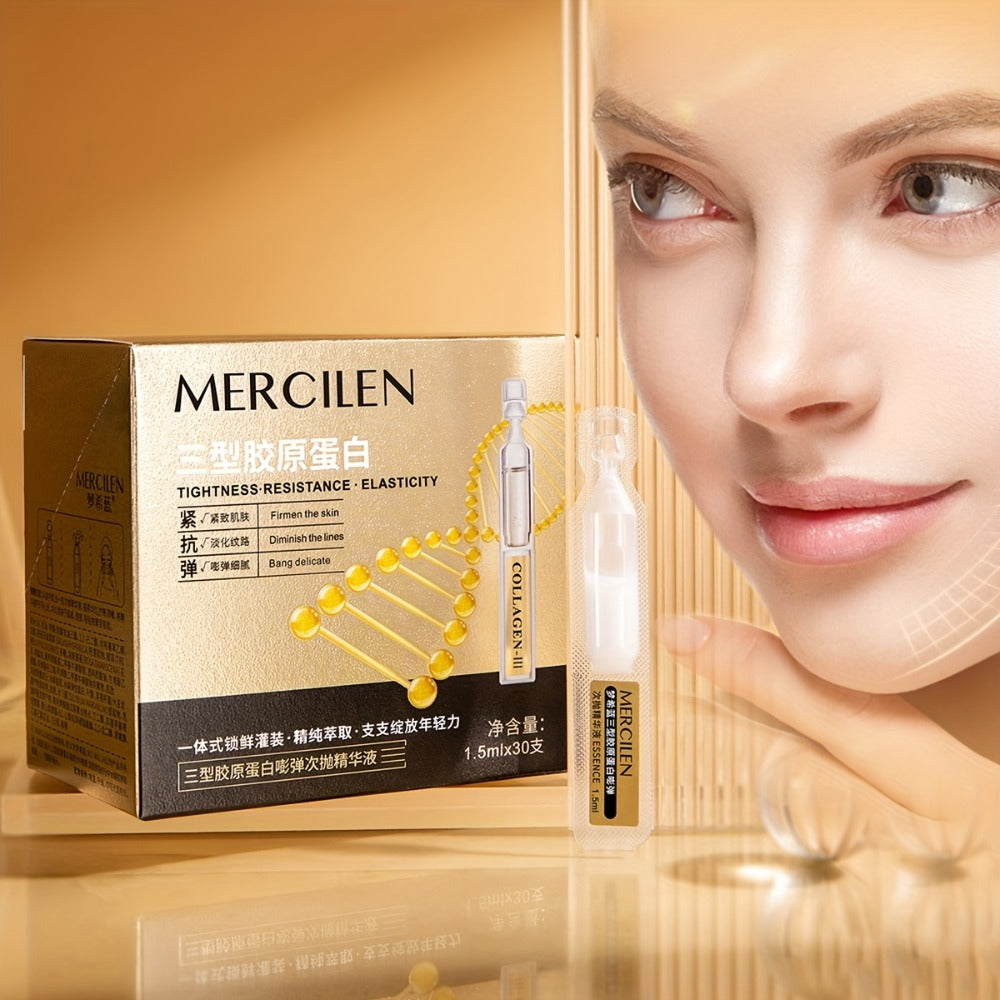 Collagen Face Serum with Plant Squalane - Hydrating Firming Anti-Wrinkle Essence Alcohol-Free Fragrance-Free for Sensitive Skin Restores Elasticity 1.52oz