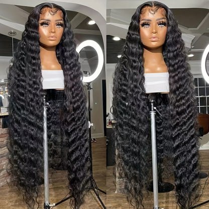 Loose Curly Wavy Lace Front Wig Synthetic 13x4 Deep Part Heat Resistant Fiber Pre Plucked Glueless Super Long for Women Halloween Party Daily Wear