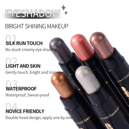 Eyeshadow Pencil Set 6 Colors - Waterproof Metallic & Matte Eyeshadow Sticks, Multicolor Highlight Eyeliner, Long-Lasting Glitter & Neutral Brown Crayons, Easy Eye Makeup for Women