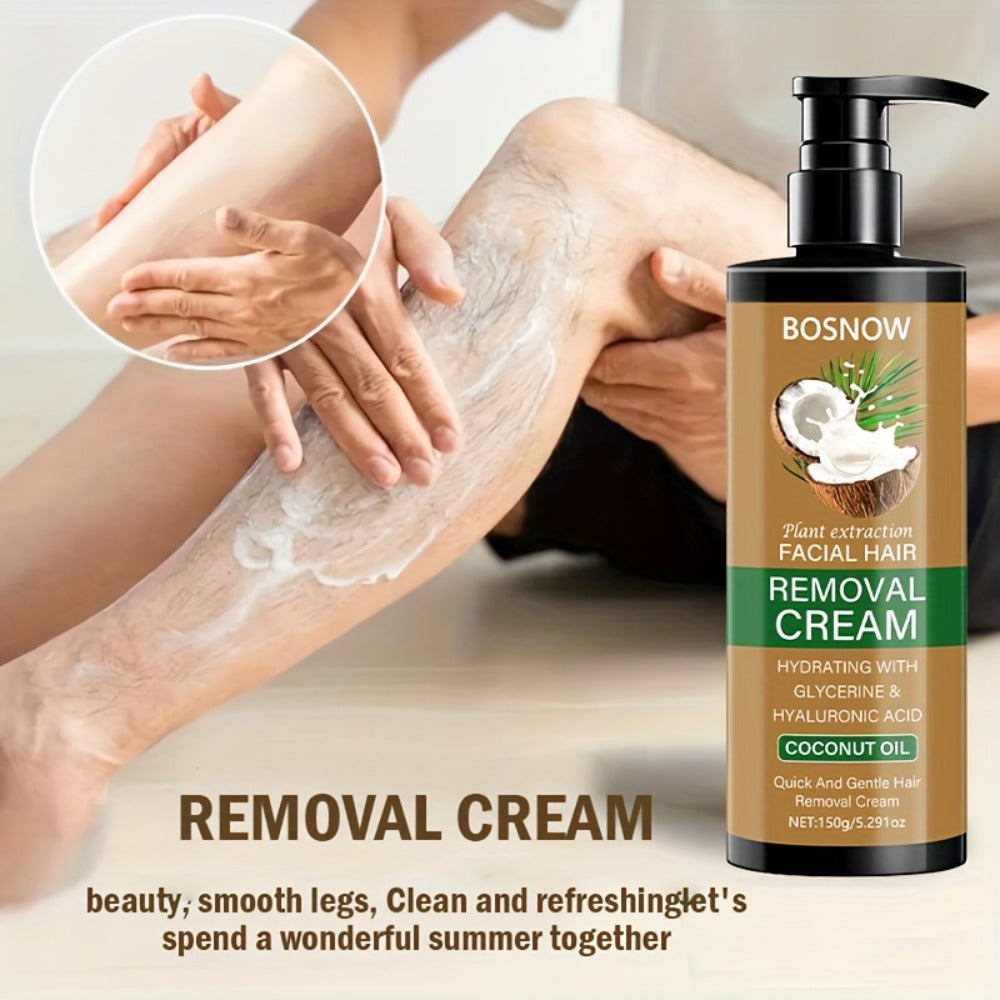 150g Coconut Hair Removal Cream, Non-permanent Hair Removal, Painless Hair Removal, Hair Removal Clean And Thorough Without Residue, 3 Minutes Fast Hair Removal, 15 Days Lasting Effect, Suitable for Underarms, Lips, Arms, Thighs, Body, Private Parts, Unde