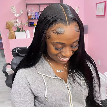 13x4 HD Lace Front Wig Human Hair 200% Density Brazilian Straight Wig Pre-Plucked Baby Hair Ear to Ear Swiss Lace Glueless Natural Hairline 8-38 Inch