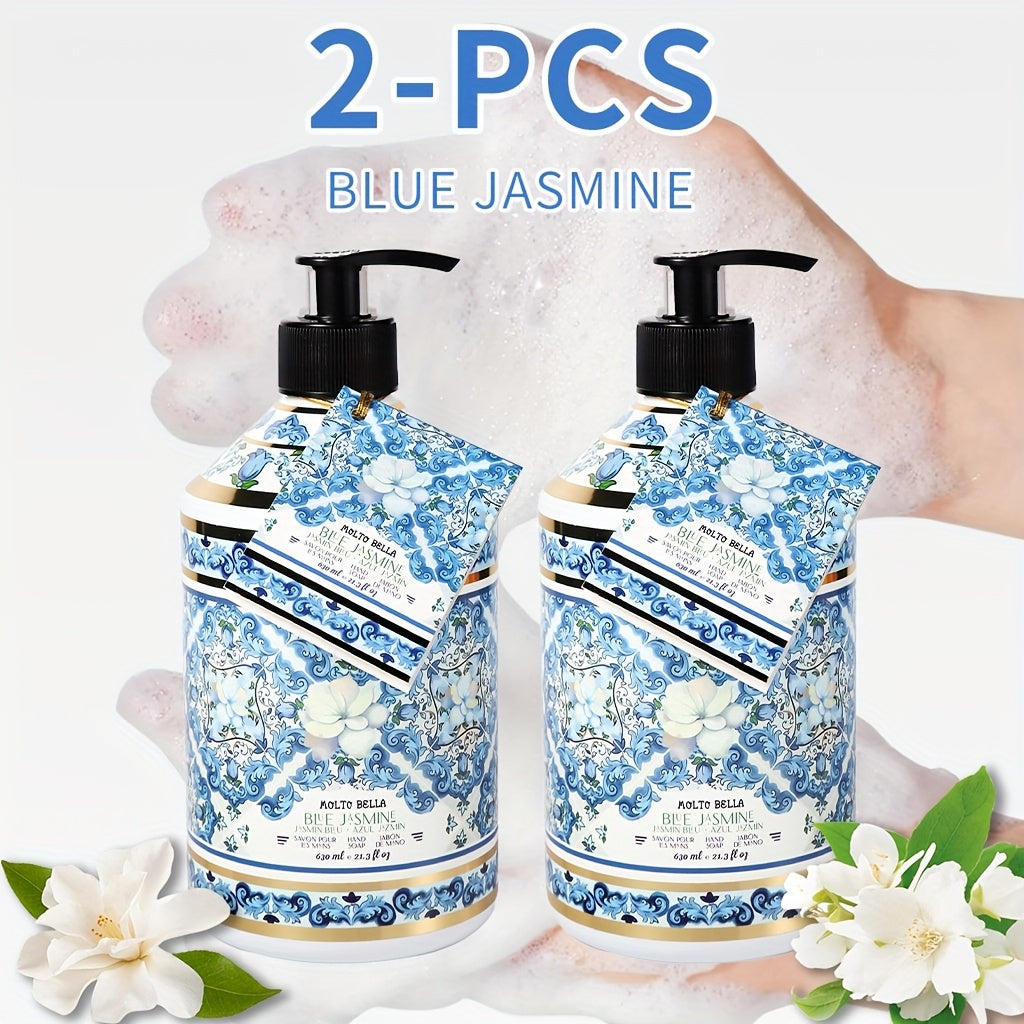 2 Bottles (21.3fl.oz Each) Liquid Hand Soap Suitable for All Skin Types, 6 Scent Infused Foam Formula with Floral Press Bottle, Ethically Made Gel & Fragrance for Hands, Hygienic Cleaning for, Office, Travel -