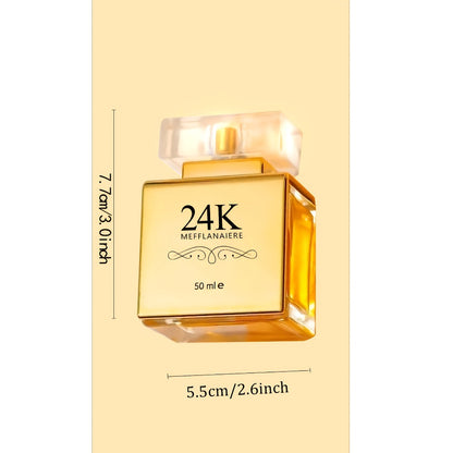 24K Gold Women's Eau de Toilette Perfume 1.69 oz Fresh Vanilla Scent - Luxurious Gold Bottle Design - Roller Ball & Spray Styles for Dates Daily Wear Holiday Gift