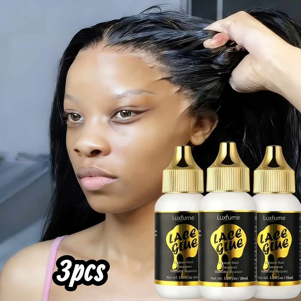 3pcs Luxfume Invisible Waterproof Lace Front Glue | Extreme Hold for Wigs, Liquid Container