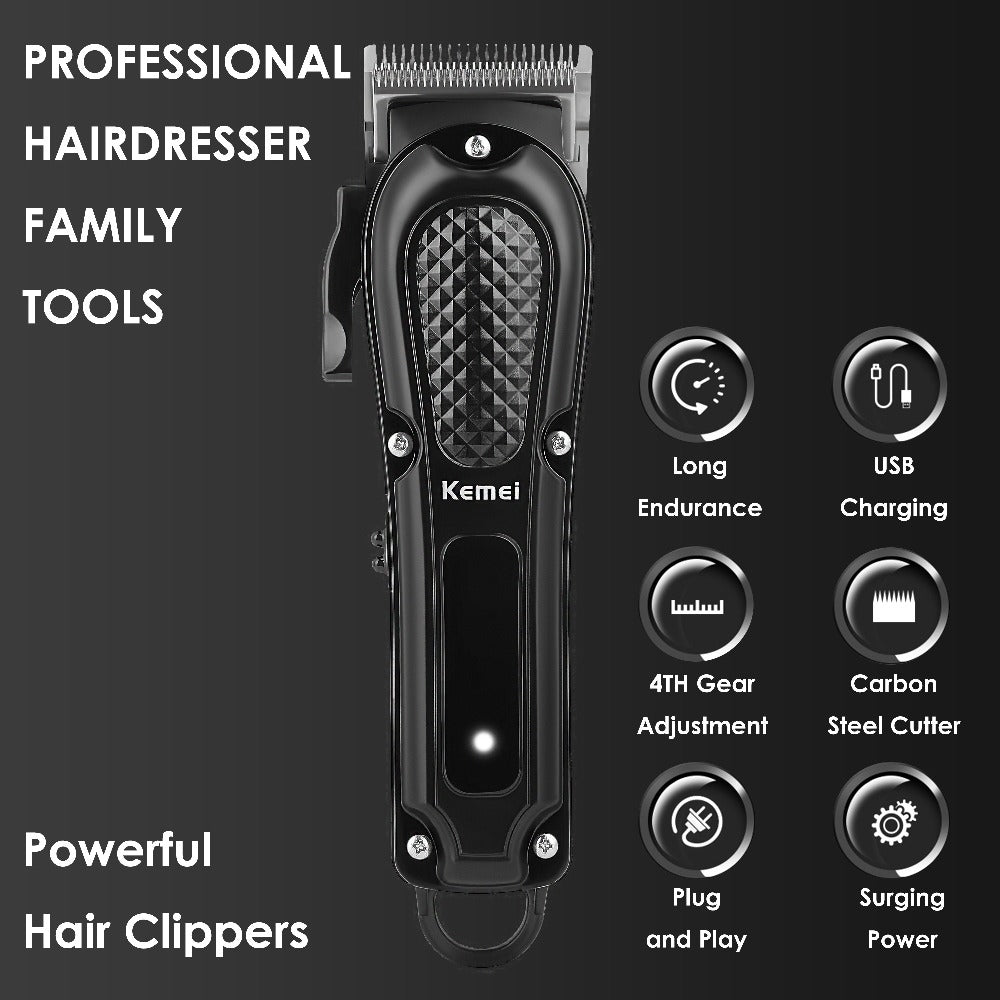 [Perfect Holiday Gift] Kemei Professional Men's Grooming Kit Hair Clipper Beard Trimmer And Reciprocating Shaver Available in Single 2pcs Or 3pcs Set Suitable for Home And Salon Use Perfect Holiday Gift for Dad