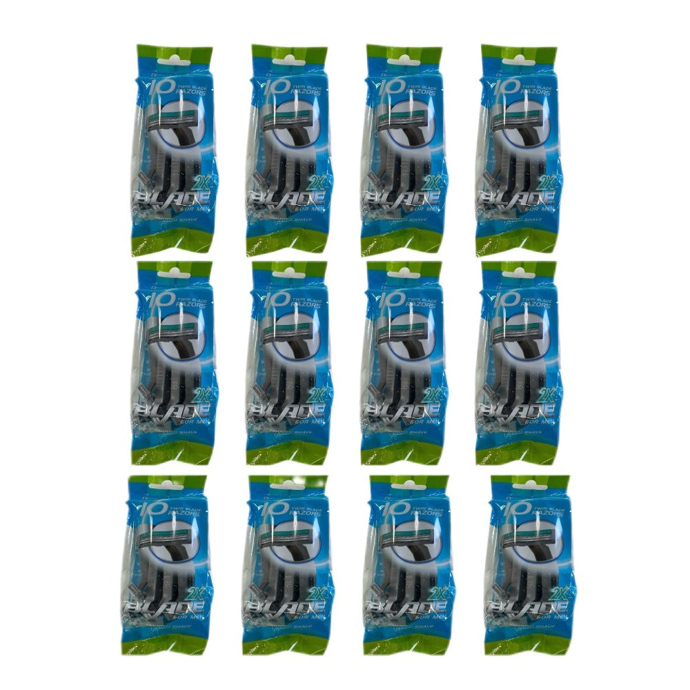 KONGA 120 pcs disposable razors, double blade, stainless steel. (PK 10 pcs)