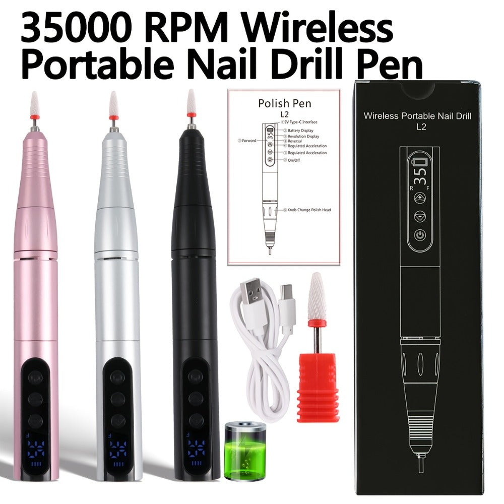 Professional 35, 000RPM Electric Nail Drill - Portable, Rechargeable, Low Noise, Suitable for Manicure And Pedicure - USB Powered, Gift for Mother's Day Gift