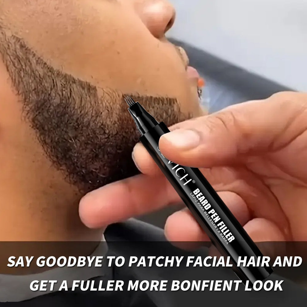Men Beard Pen Kit, Beard Pencil Filler With Hair Brush Long Lasting Waterproof Beard Pen Father and Boyfriend'S gift Halloween dress-up